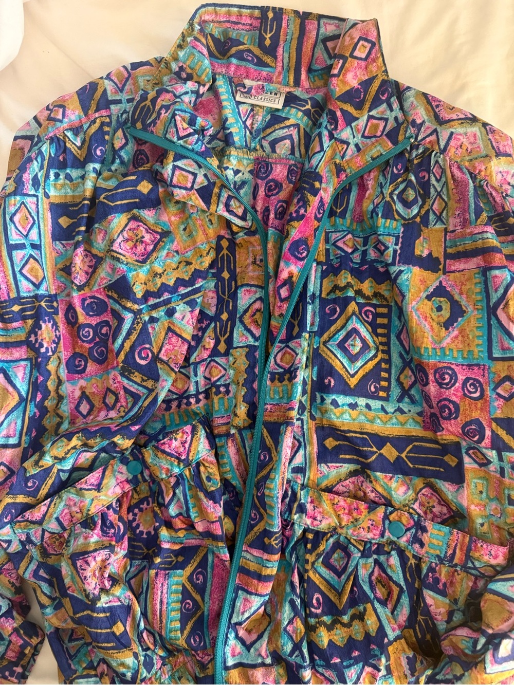 Jantzen Multicolor Geometric Print Windbreaker Jacket